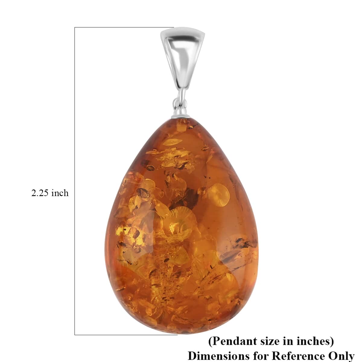 Baltic Amber Fancy Shape Pendant in Sterling Silver image number 4