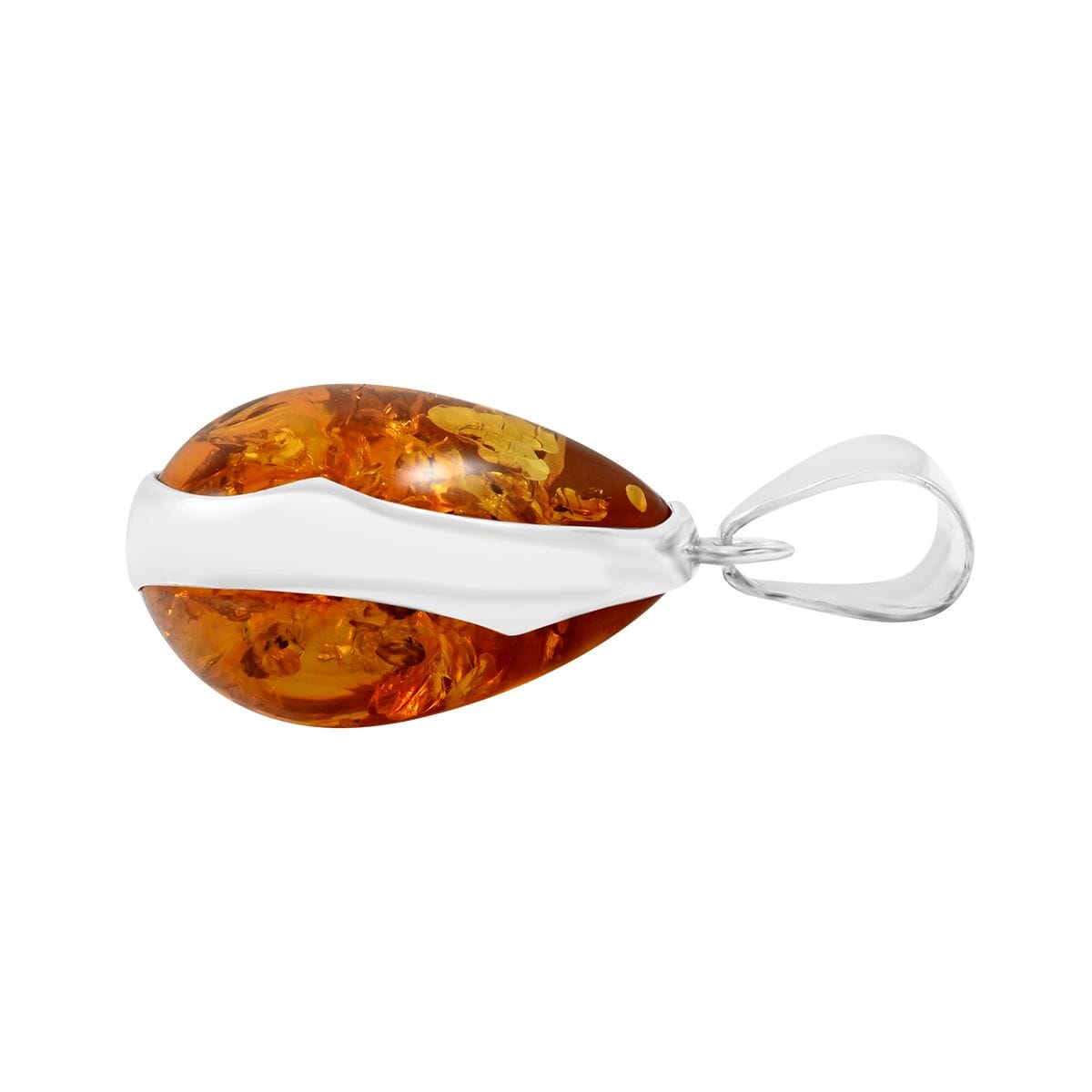 Baltic Amber Drop Shape Pendant without Chain in Sterling Silver image number 3
