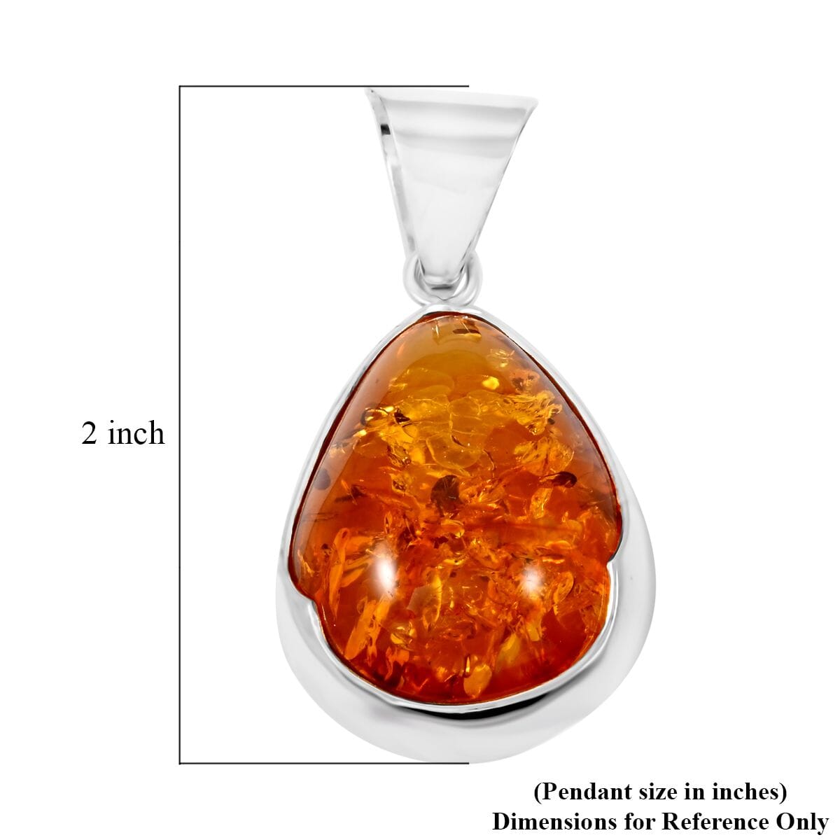 Baltic Amber Drop Shape Pendant without Chain in Sterling Silver image number 4