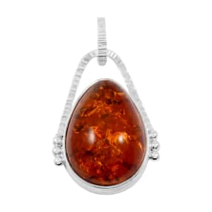 Baltic Amber Drop Shape Pendant in Sterling Silver