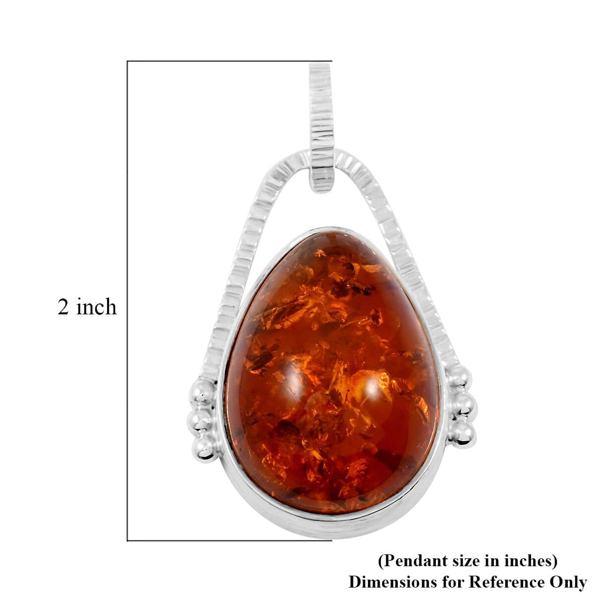 Baltic Amber Drop Shape Pendant in Sterling Silver image number 4