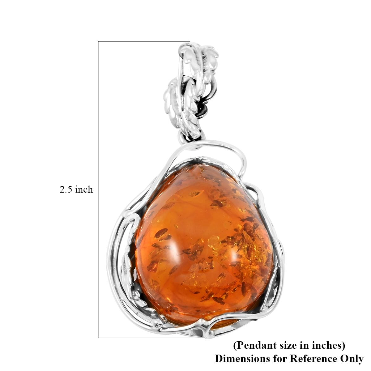 Baltic Amber Drop Shape Designer Pendant without Chain in Sterling Silver image number 4