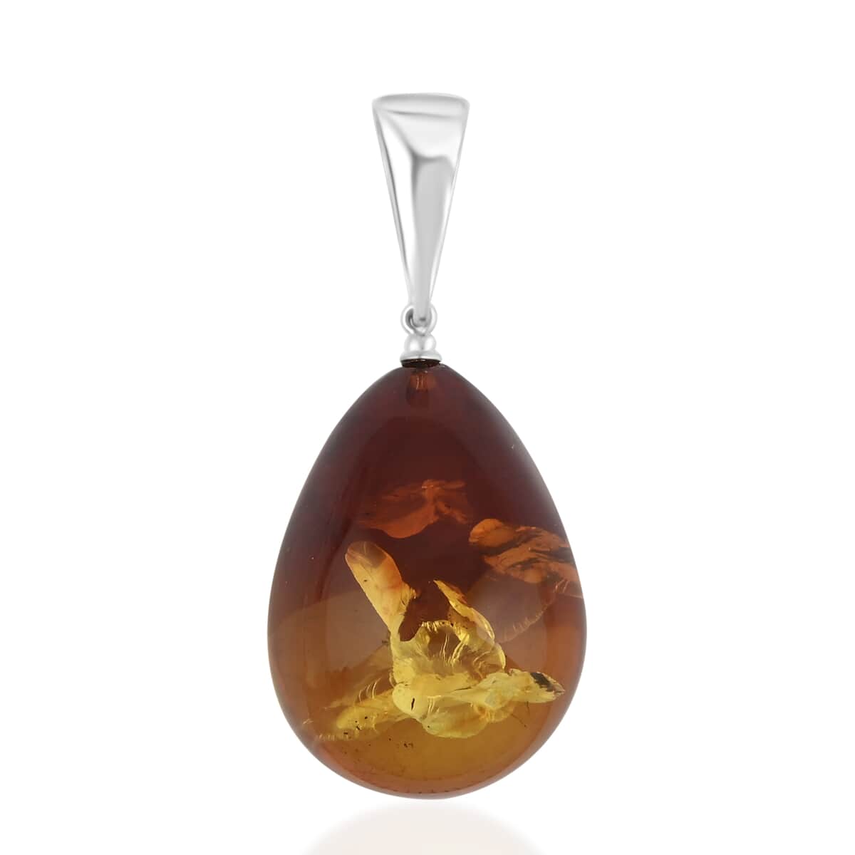 Baltic Amber Drop Shape Pendant in Sterling Silver image number 0