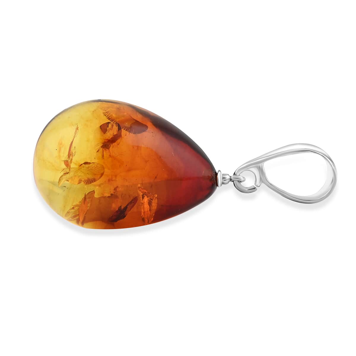 Baltic Amber Drop Shape Pendant in Sterling Silver image number 3