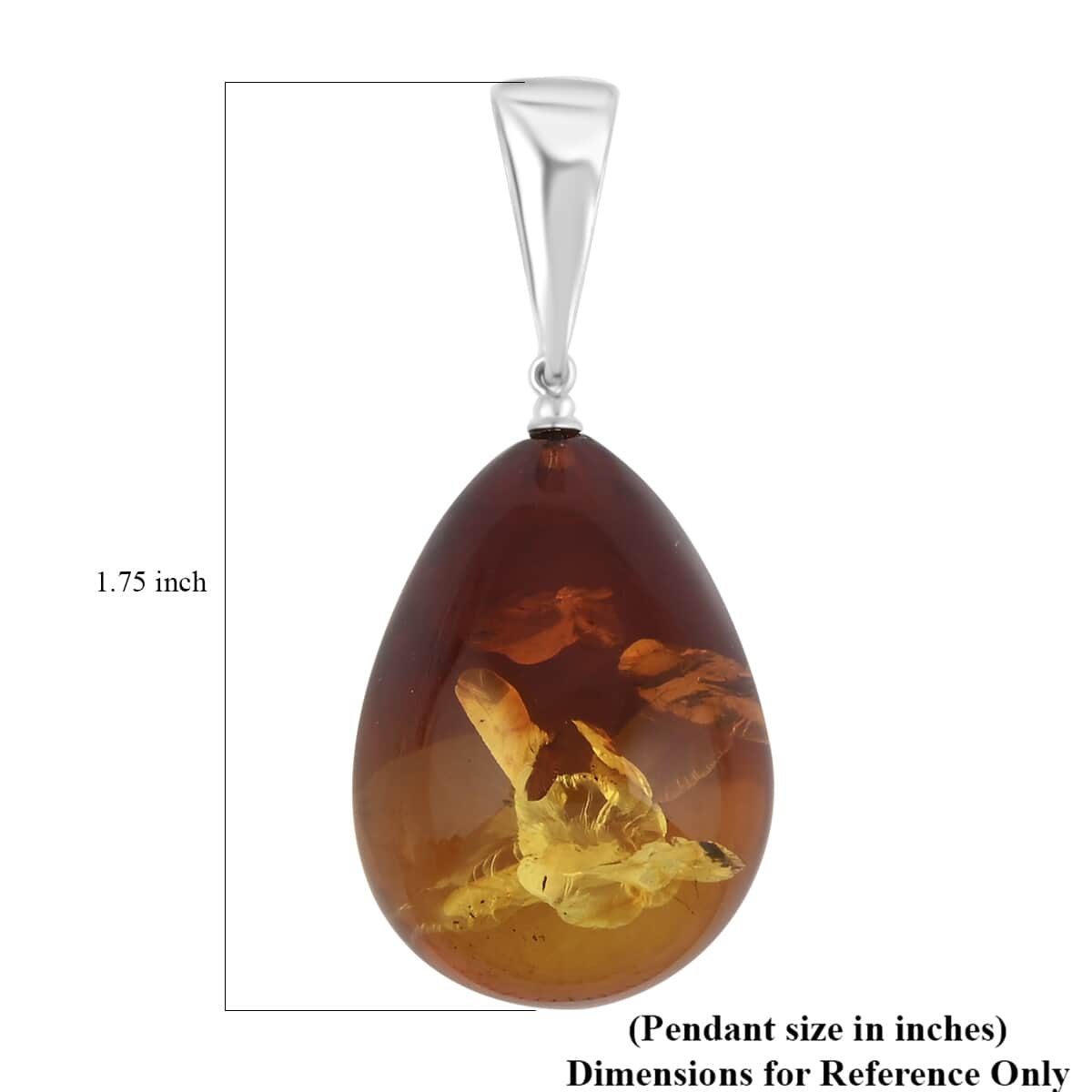 Baltic Amber Drop Shape Pendant in Sterling Silver image number 4