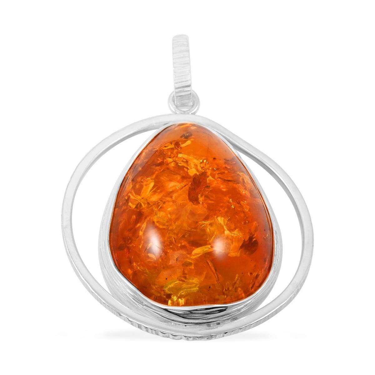 Baltic Amber Drop Shape Designer Pendant in Sterling Silver image number 0