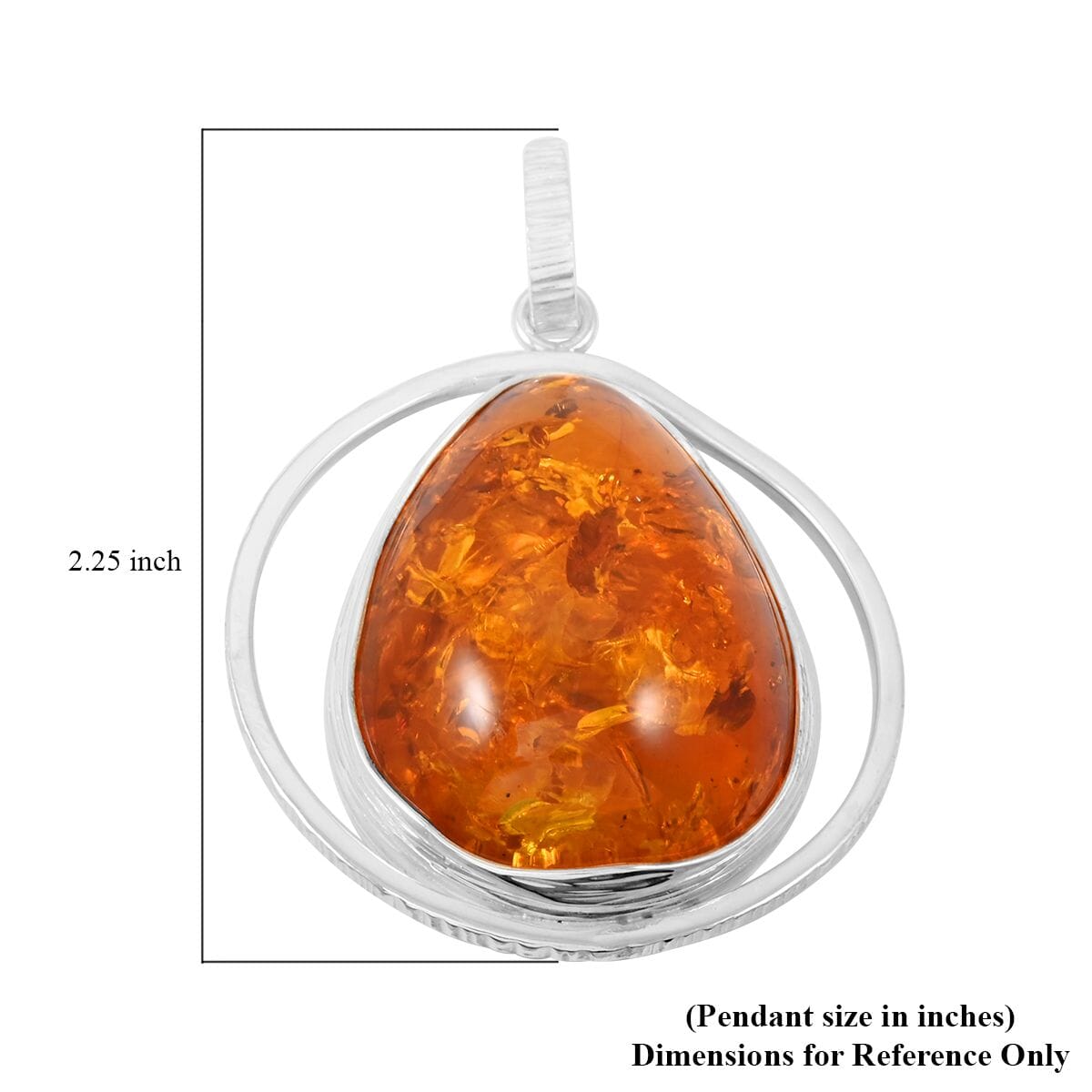 Baltic Amber Drop Shape Designer Pendant in Sterling Silver image number 4