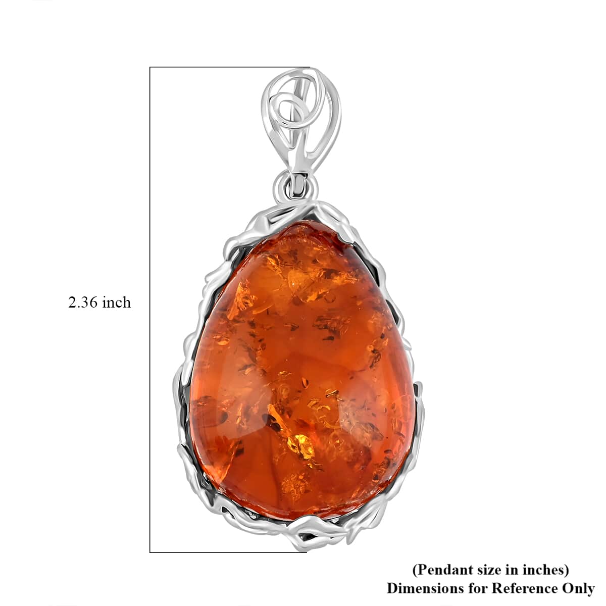 Baltic Amber Drop Shape Designer Pendant in Sterling Silver image number 4