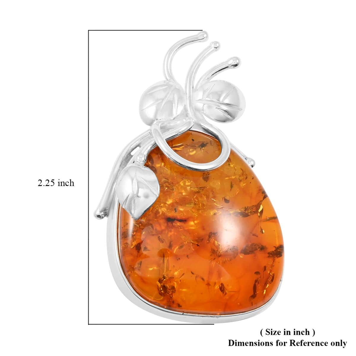 Baltic Amber Fancy Shape Designer Brooch in Sterling Silver image number 3