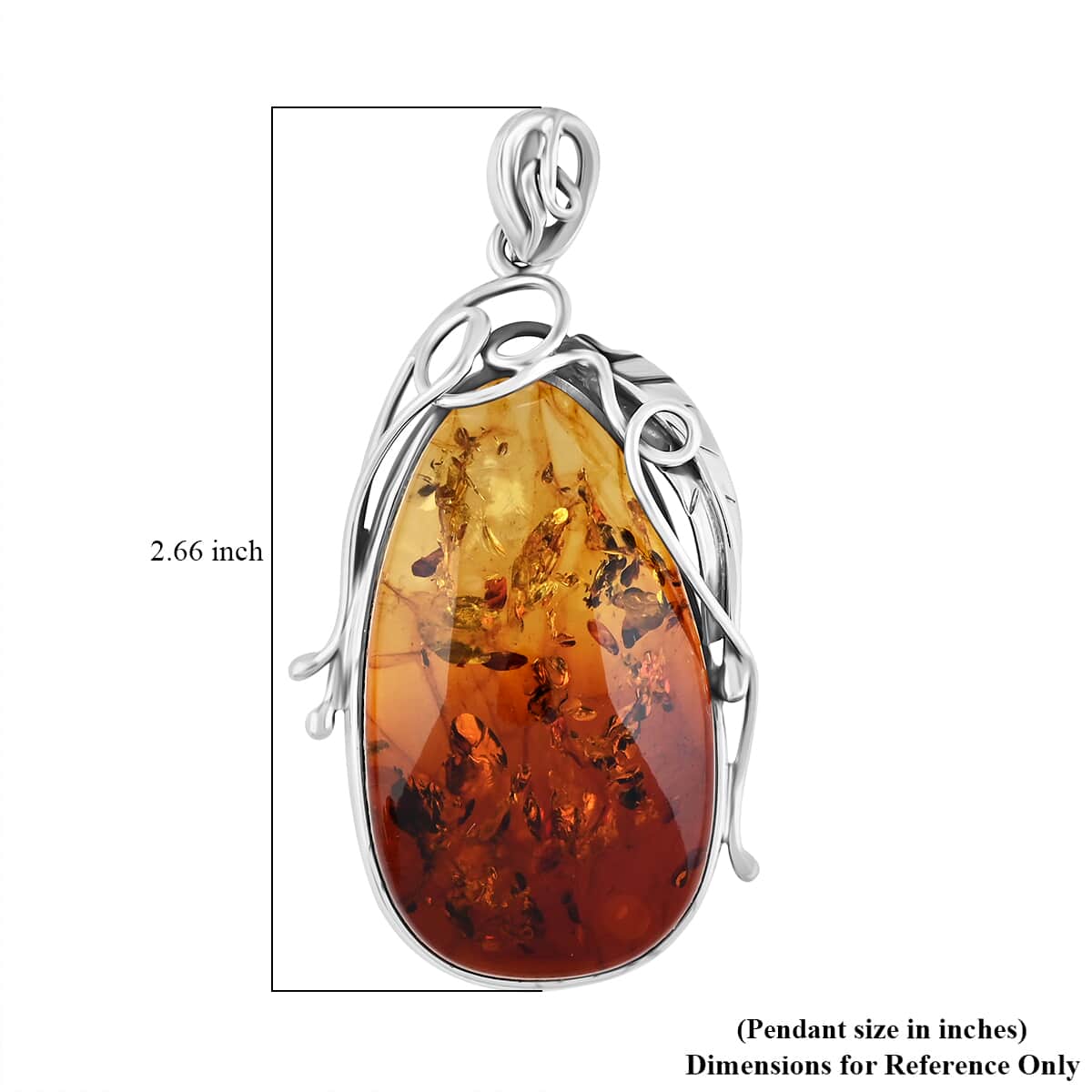 Baltic Amber Fancy Shape Designer Pendant in Sterling Silver image number 4