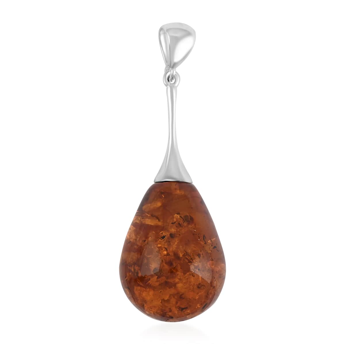 Baltic Amber Drop Shape Designer Pendant in Sterling Silver image number 0