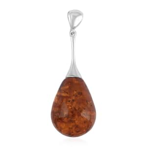 Baltic Amber Drop Shape Designer Pendant in Sterling Silver