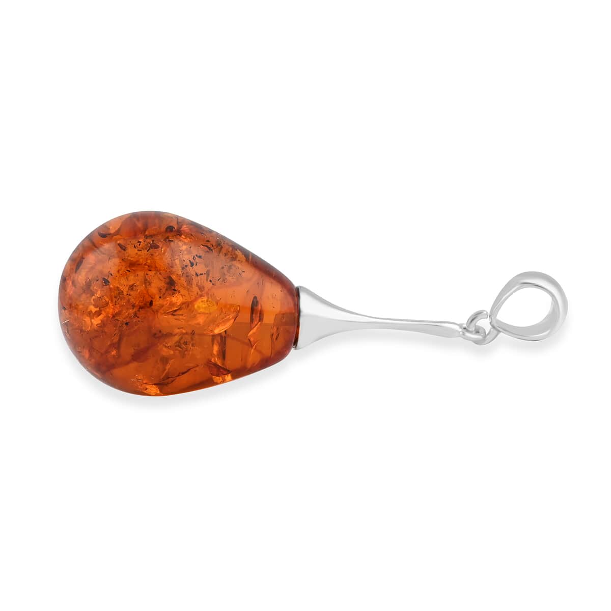 Baltic Amber Drop Shape Designer Pendant in Sterling Silver image number 3