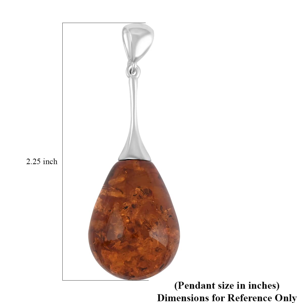 Baltic Amber Drop Shape Designer Pendant in Sterling Silver image number 4