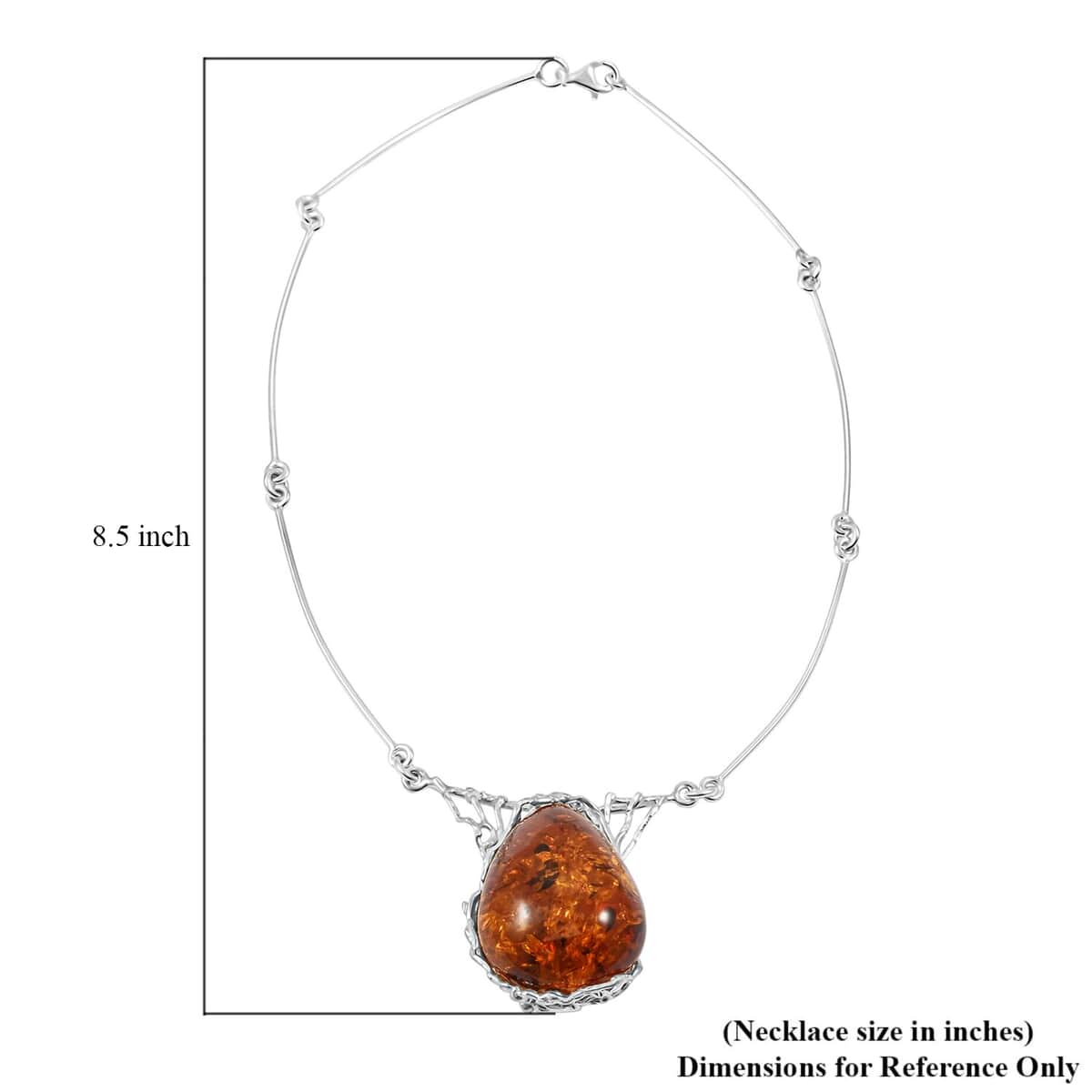 Baltic Amber Fancy Necklace in Sterling Silver 18 Inches image number 4