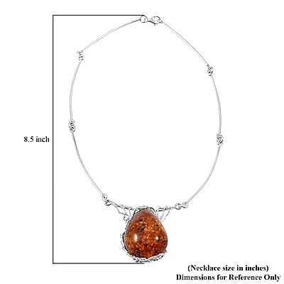 Baltic Amber Fancy Necklace in Sterling Silver 18 Inches