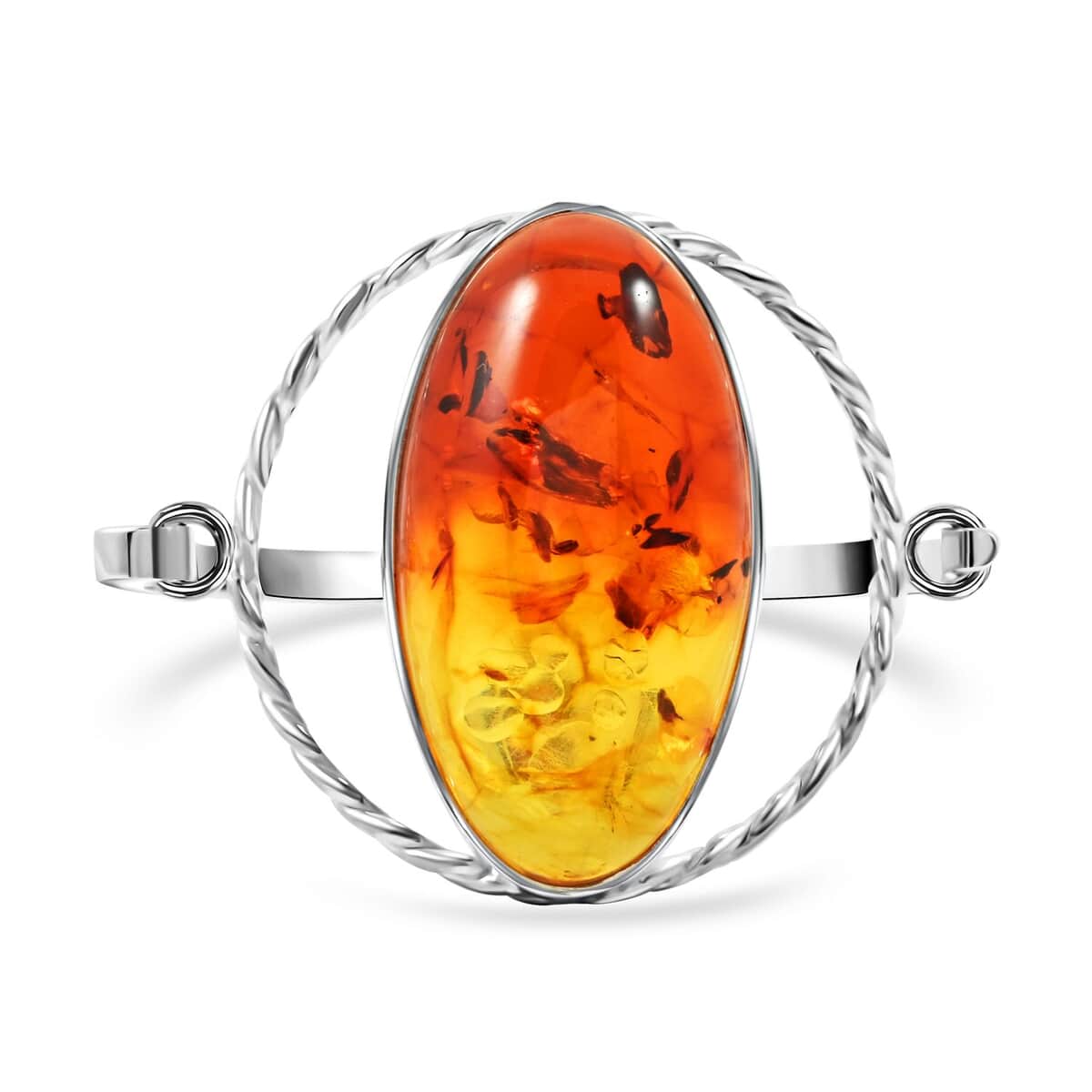 Baltic Amber Bangle Bracelet in Sterling Silver (7.25 In) image number 0