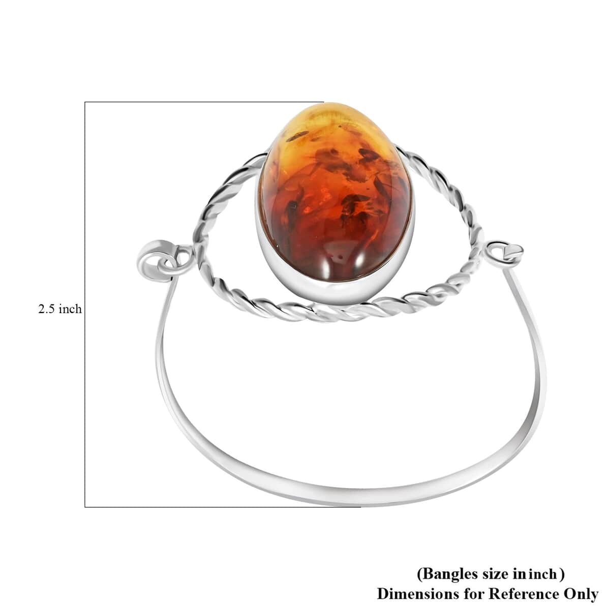 Baltic Amber Bangle Bracelet in Sterling Silver (7.25 In) image number 3