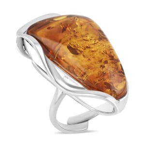 Baltic Amber Ring in Sterling Silver (Size 10.0)