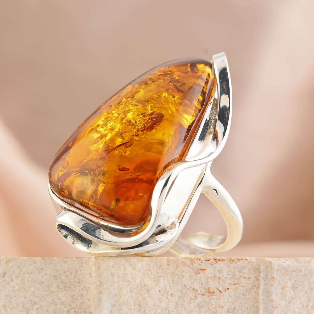 Baltic Amber Ring in Sterling Silver (Size 10.0) image number 1