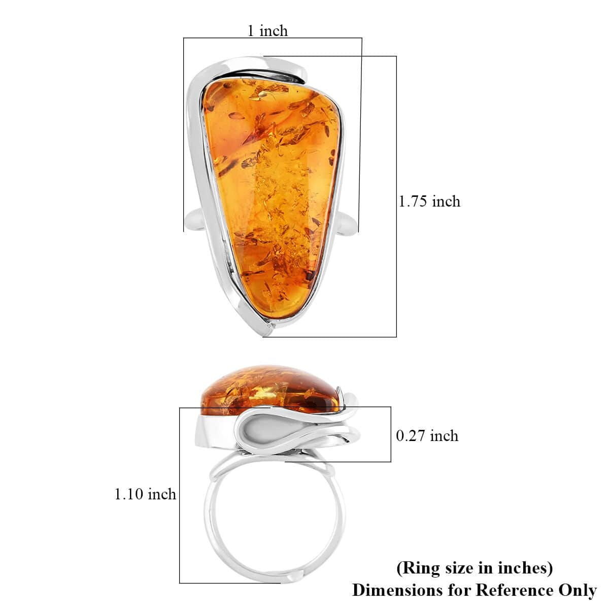 Baltic Amber Ring in Sterling Silver (Size 10.0) image number 4