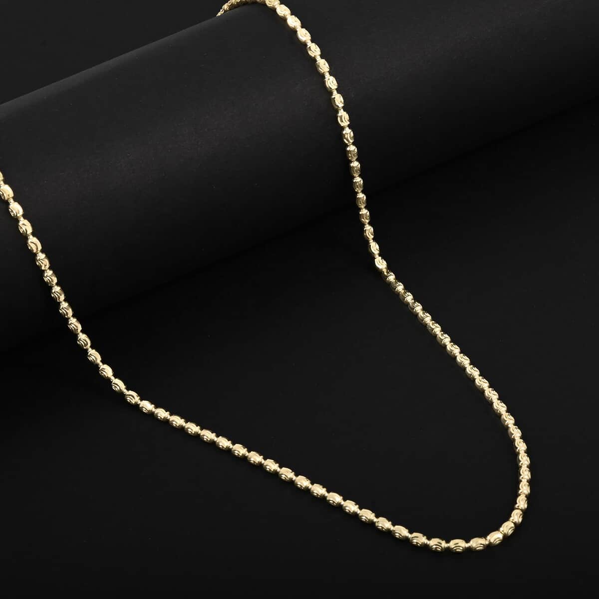 10K Yellow Gold Barrell Moon 3mm Necklace 24 Inches 11.10 Grams image number 1