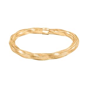 Italian 6.0mm Twisted Mesh Stretch Bangle Bracelet in 10K Yellow Gold (7.25 In) 2.60 Grams