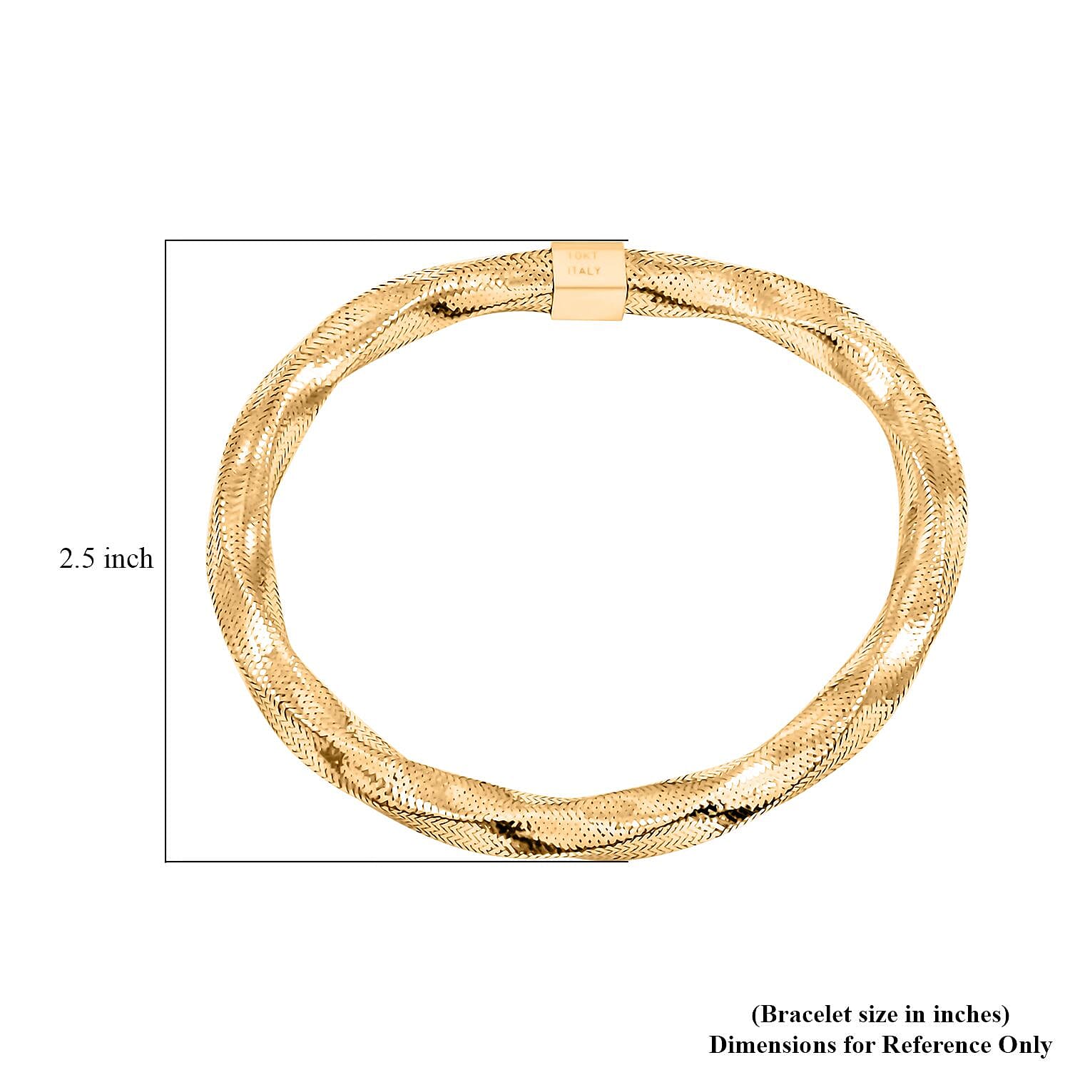 Italian 6.0mm Twisted Mesh Stretch Bangle Bracelet in 10K Yellow Gold (7.25 In) 2.60 Grams