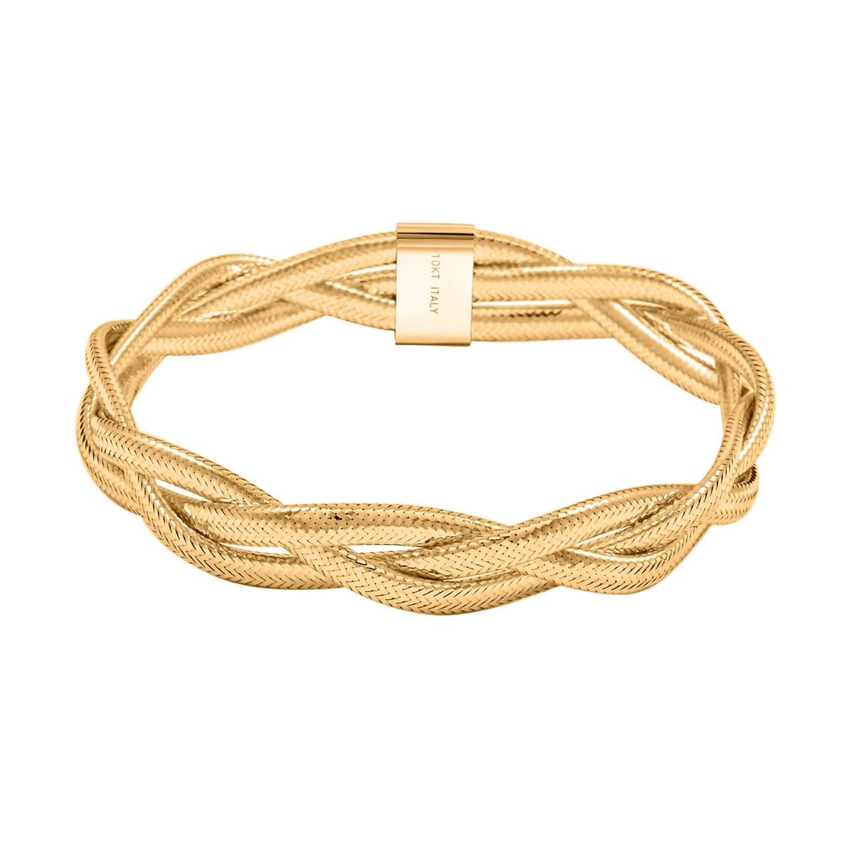 Italian 8.0mm Braided Mesh Bangle Bracelet in 10K Yellow Gold (7.25 In) 2.80 Grams image number 0