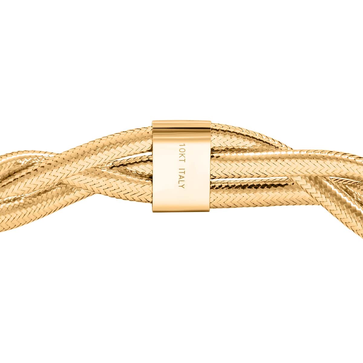 Italian 8.0mm Braided Mesh Bangle Bracelet in 10K Yellow Gold (7.25 In) 2.80 Grams image number 4