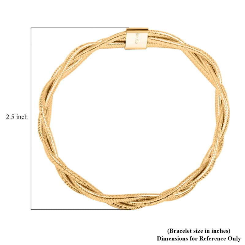 Italian 8.0mm Braided Mesh Bangle Bracelet in 10K Yellow Gold (7.25 In) 2.80 Grams