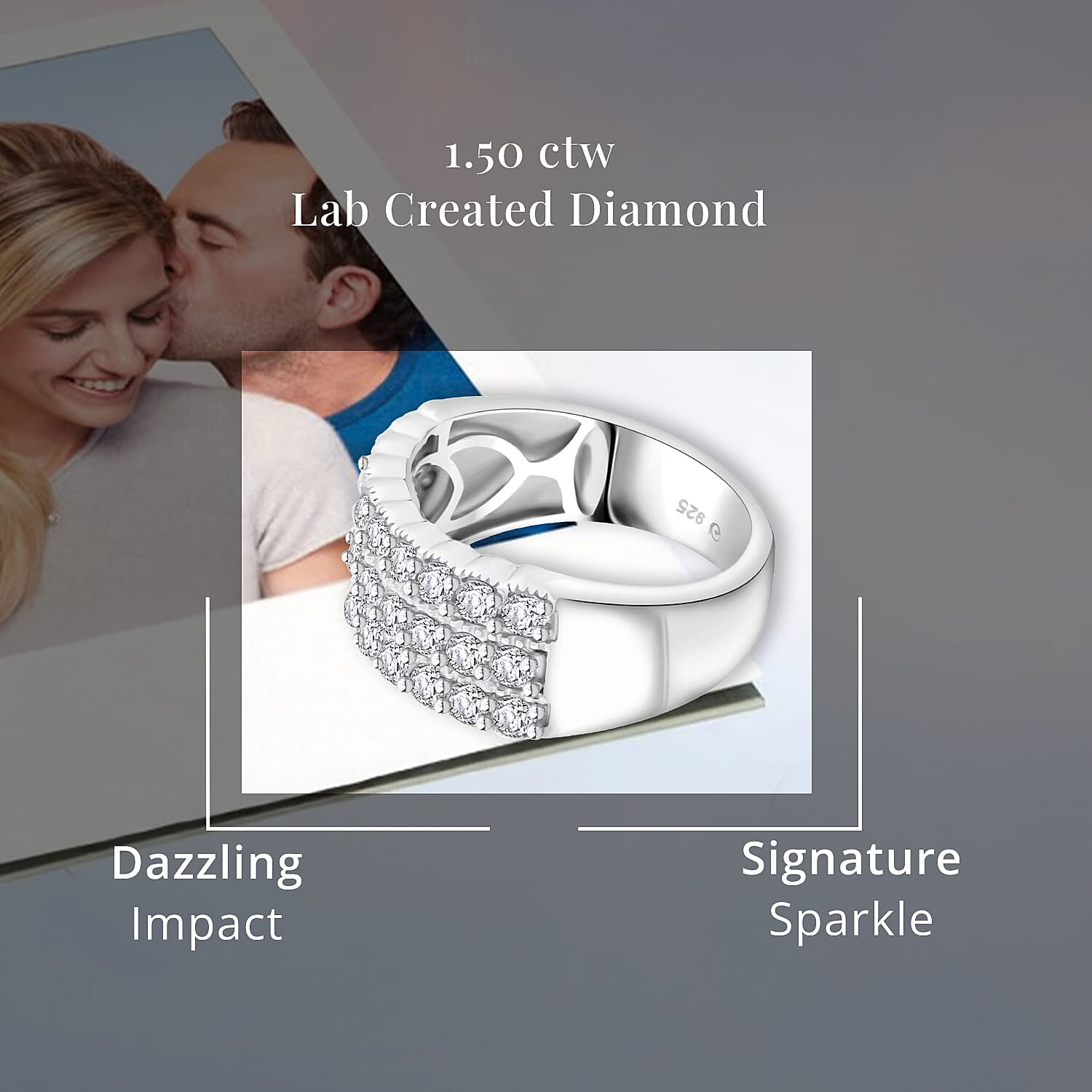 Luxuriant Lab Grown Diamond G SI 1.50 ctw Ring in Sterling Silver (Size 7.0)