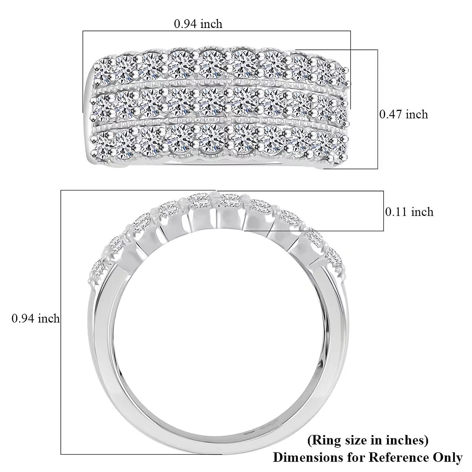 Luxuriant Lab Grown Diamond G SI 1.50 ctw Ring in Sterling Silver (Size 7.0)