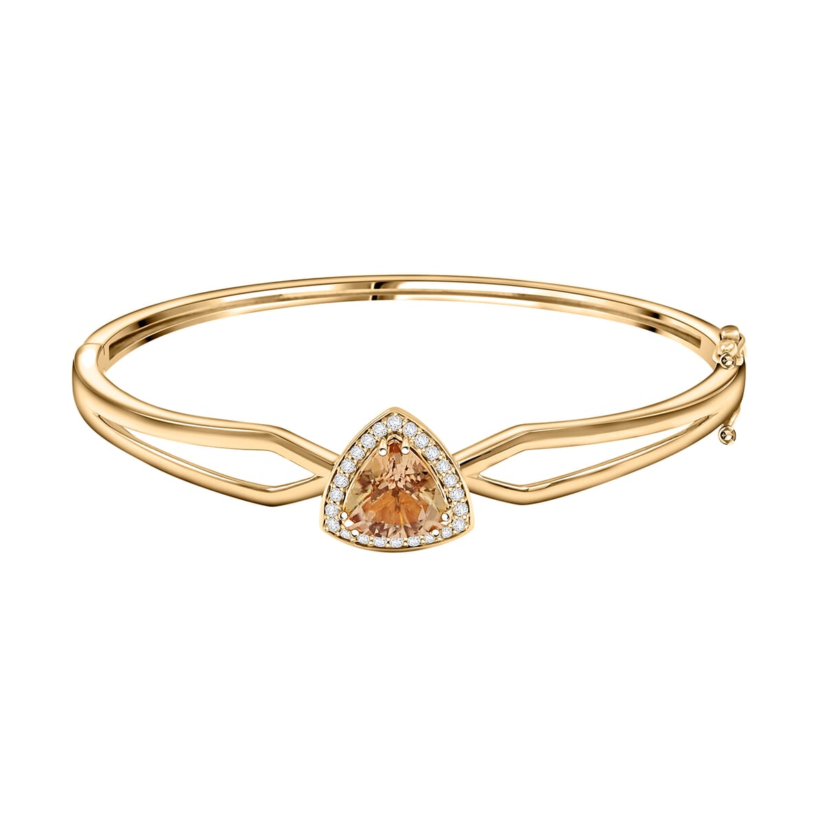 Certified & Appraised Luxoro AAA Turkizite and G-H I2 Diamond 3.10 ctw Bangle Bracelet in 10K Yellow Gold (8.00 In) 11 Grams image number 0