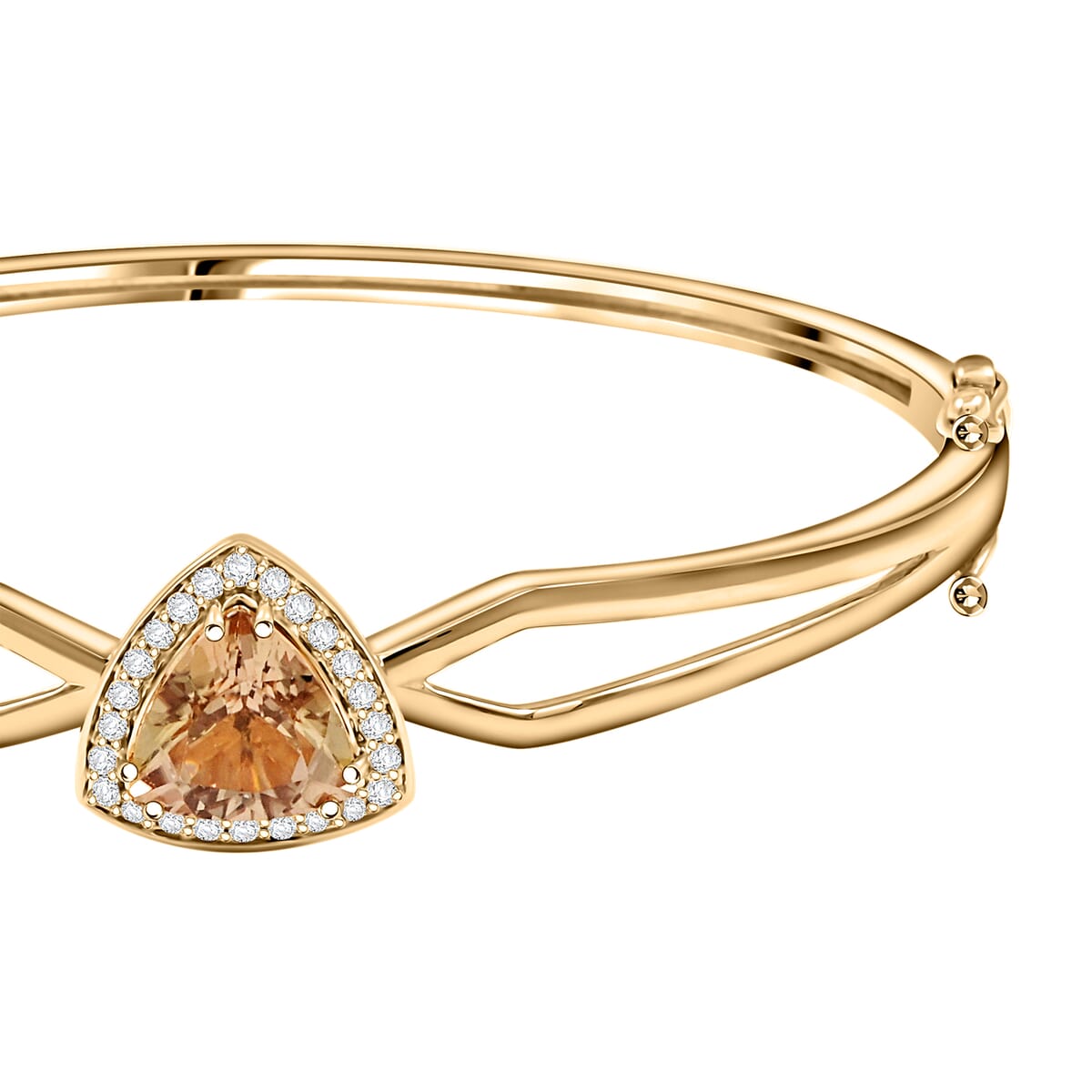 Certified & Appraised Luxoro AAA Turkizite and G-H I2 Diamond 3.10 ctw Bangle Bracelet in 10K Yellow Gold (8.00 In) 11 Grams image number 3