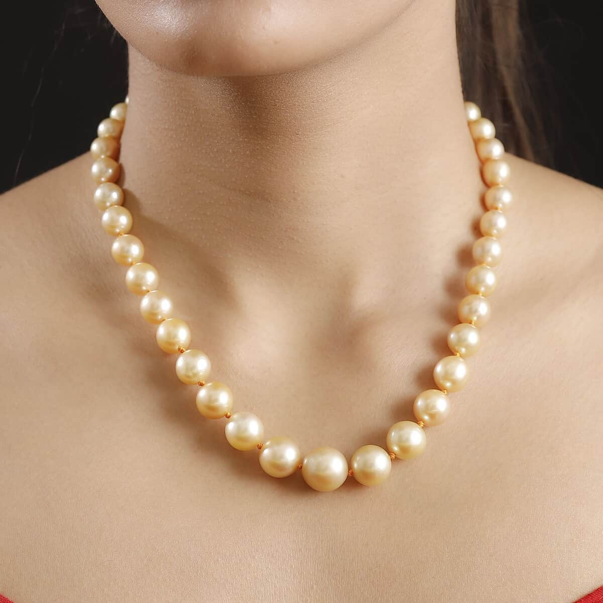 Certified & Appraised Iliana AAAA South Sea Golden Pearl 8-13mm 300.00 ctw Necklace in 18K Yellow Gold 18 Inches image number 2