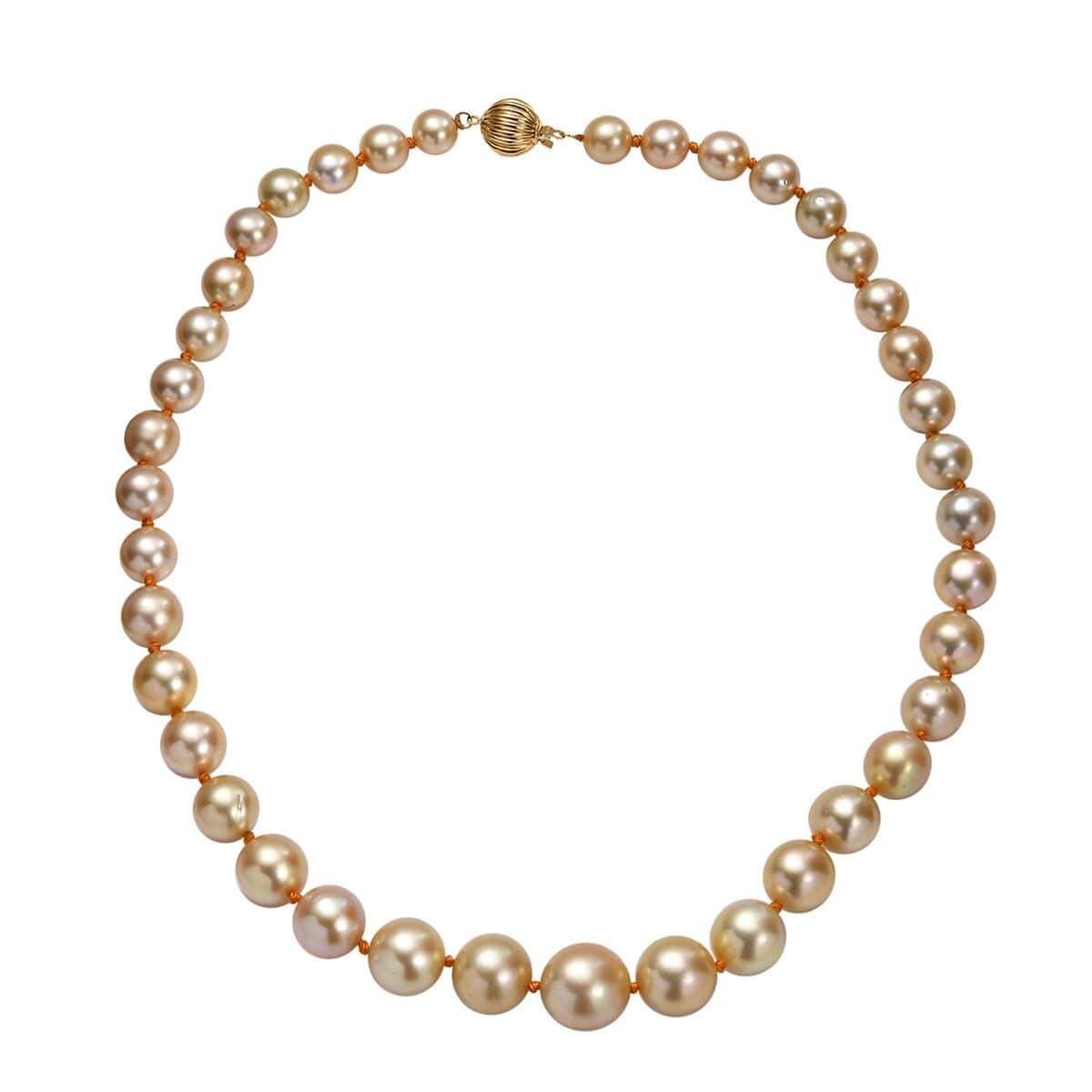 Certified & Appraised Iliana AAAA South Sea Golden Pearl 8-13mm 300.00 ctw Necklace in 18K Yellow Gold 18 Inches image number 3