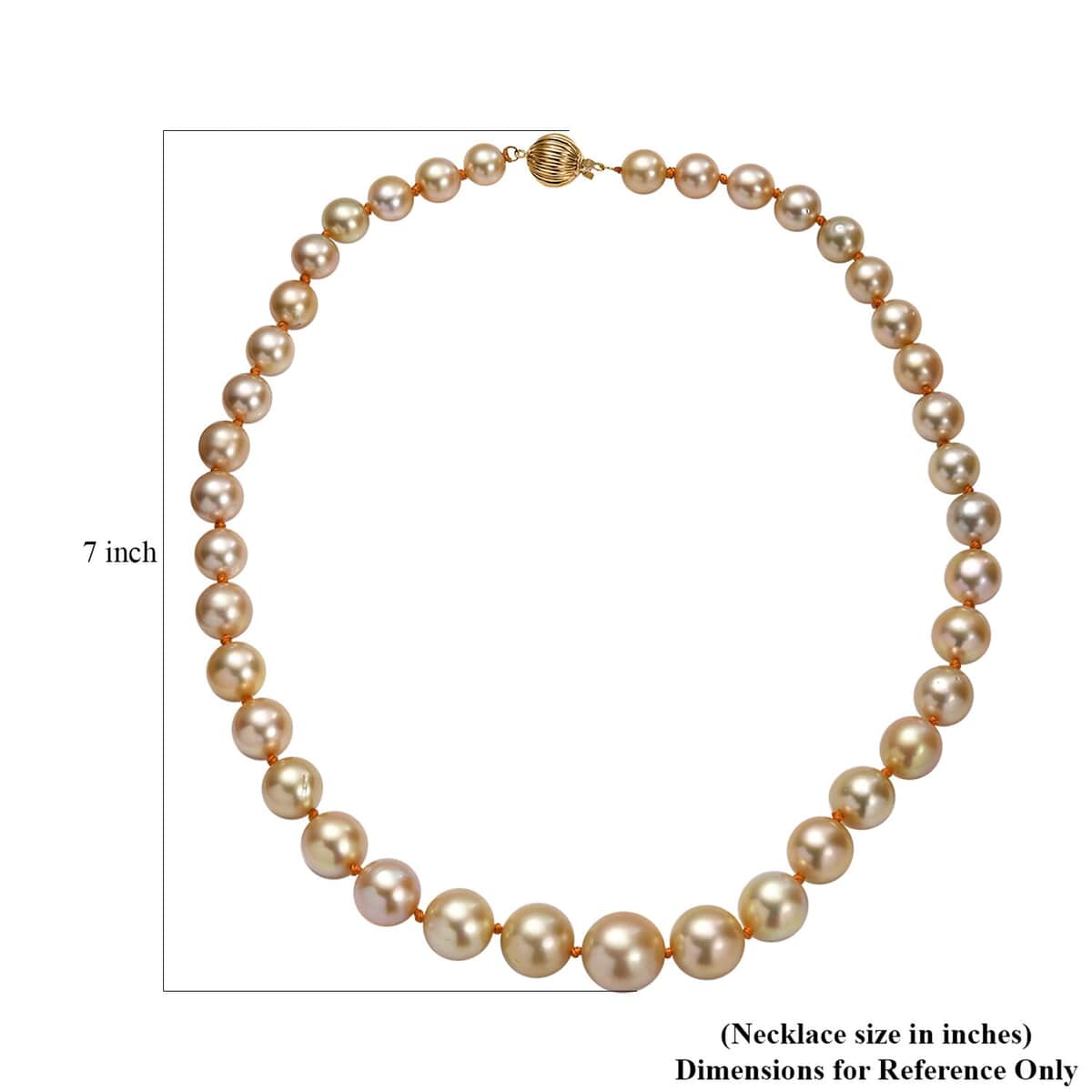 Certified & Appraised Iliana AAAA South Sea Golden Pearl 8-13mm 300.00 ctw Necklace in 18K Yellow Gold 18 Inches image number 5