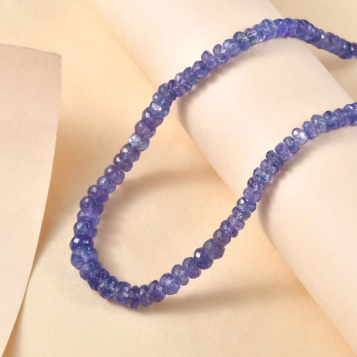 Doorbuster Certified & Appraised Luxoro AAA Tanzanite 82.00 ctw Beaded Necklace in 10K Yellow Gold 18 Inches image number 1