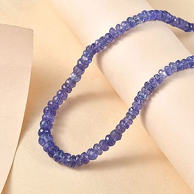Certified & Appraised Luxoro AAA Tanzanite 82.00 ctw Beaded Necklace in 10K Yellow Gold 18 Inches