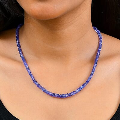 Certified & Appraised Luxoro AAA Tanzanite 82.00 ctw Beaded Necklace in 10K Yellow Gold 18 Inches