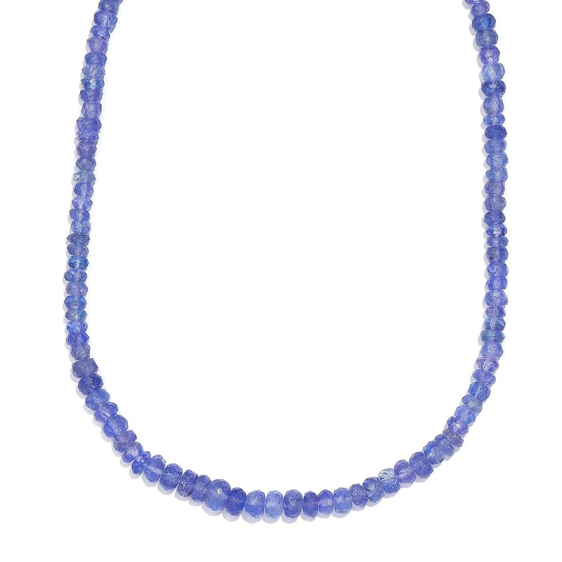 Certified & Appraised Luxoro AAA Tanzanite 82.00 ctw Beaded Necklace in 10K Yellow Gold 18 Inches