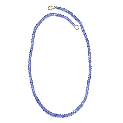 Certified & Appraised Luxoro AAA Tanzanite 82.00 ctw Beaded Necklace in 10K Yellow Gold 18 Inches