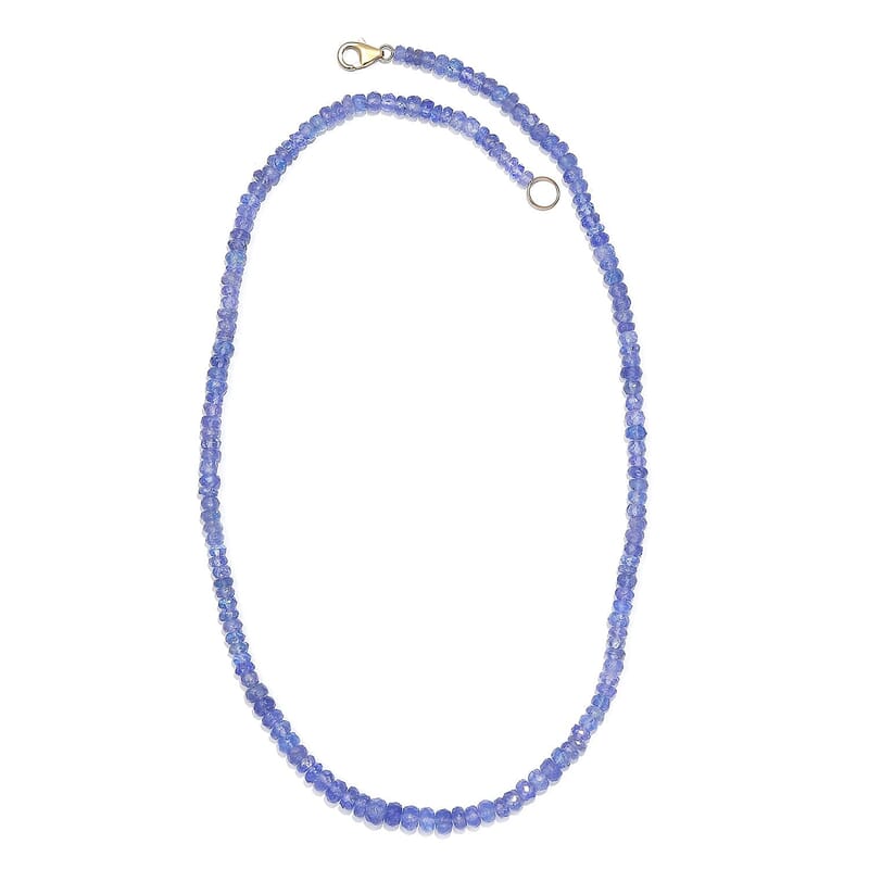 Certified & Appraised Luxoro AAA Tanzanite 82.00 ctw Beaded Necklace in 10K Yellow Gold 18 Inches