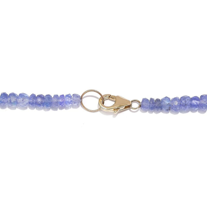 Certified & Appraised Luxoro AAA Tanzanite 82.00 ctw Beaded Necklace in 10K Yellow Gold 18 Inches
