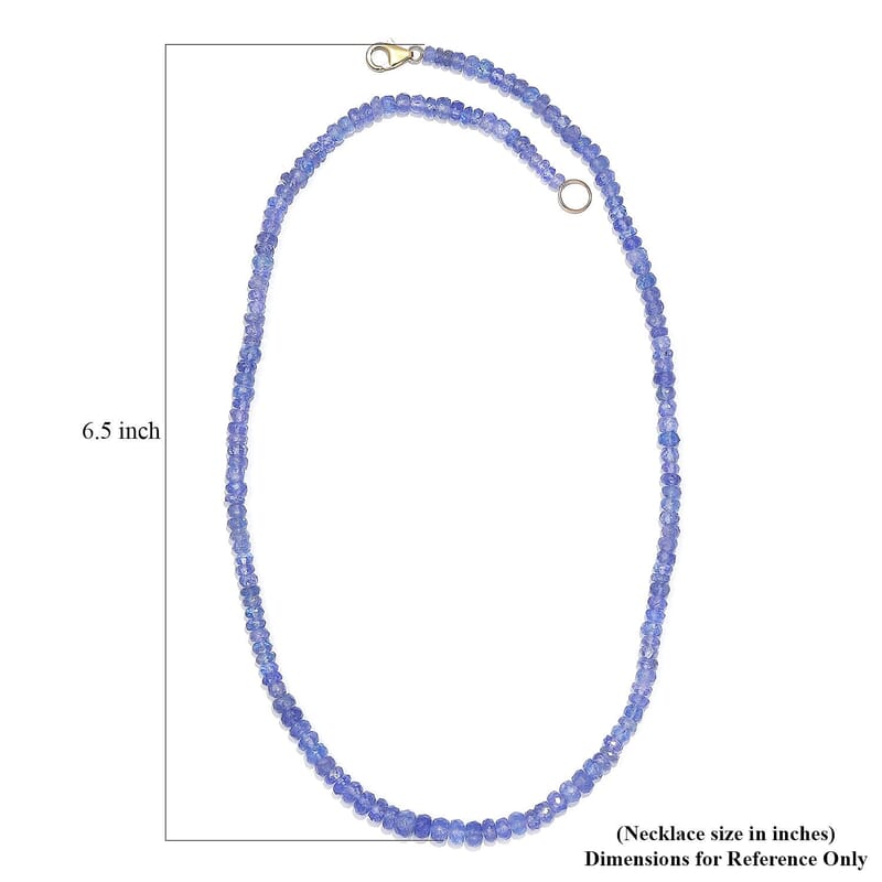 Certified & Appraised Luxoro AAA Tanzanite 82.00 ctw Beaded Necklace in 10K Yellow Gold 18 Inches