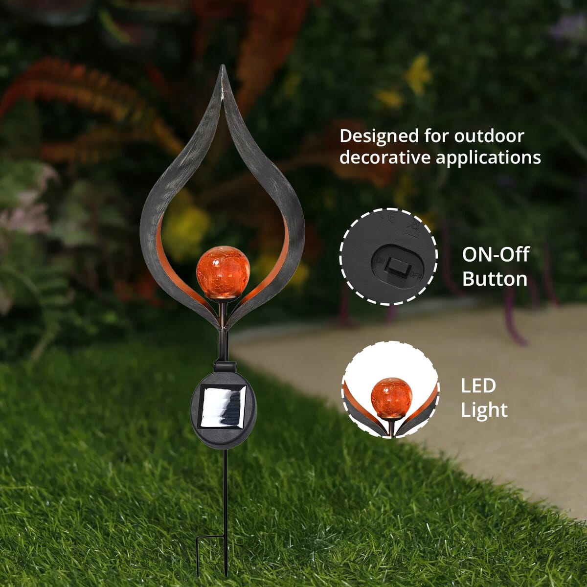 Solar Garden Fire Effect Stake LED Light image number 3