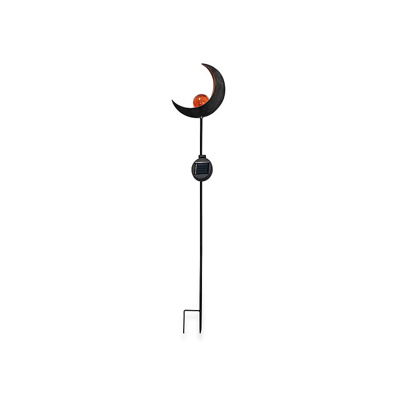 Crescent Moon Shaped Solar Garden Fire Effect Stake LED