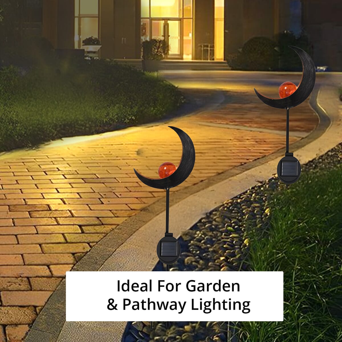 Ankur's Treasure Chest Crescent Moon Shaped Solar Garden Fire Effect Stake LED image number 4