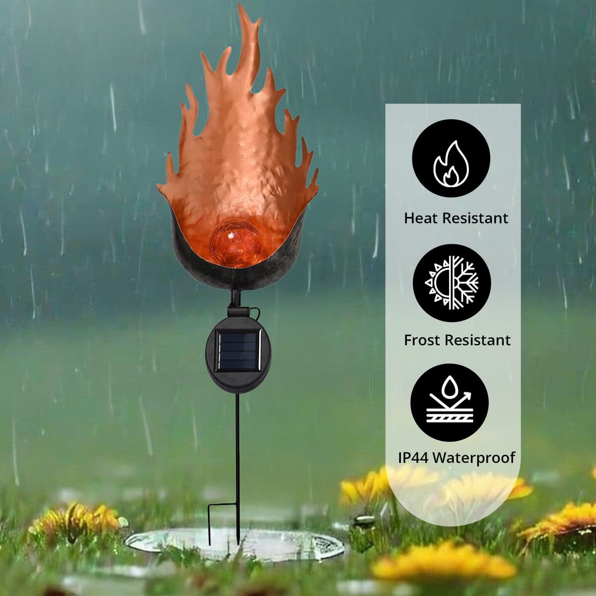 Flame Shaped Solar Garden Fire Effect Stake LED Light  image number 3